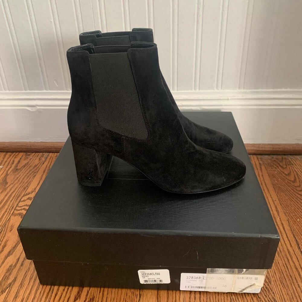 Saint Laurent Lou Lou 70 Suede Booties Size 6